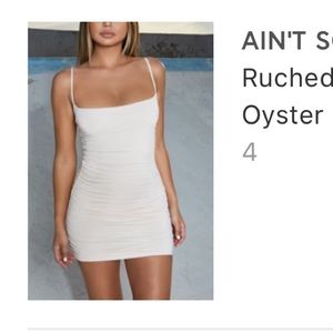 OH POLLY, Ruched Bodycon Mini Dress in Oyster White🤍